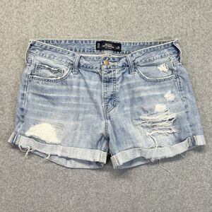 Hollister Easy Fit Boyshort Shorts Women’s 31 Low Rise Light Wash Button Fly